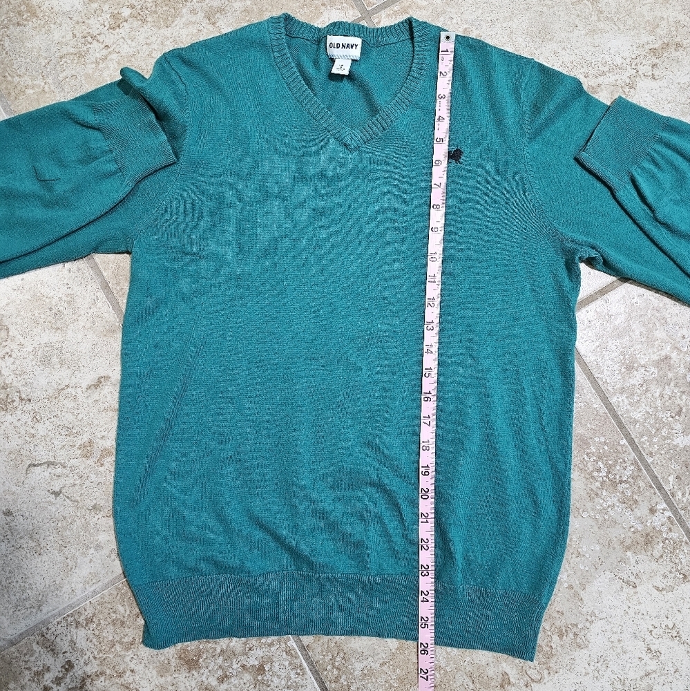 Old Navy Men Medium Green V-Neck Sweater Lion Logo Preppy Minimalist Classic 90s - Picture 6 of 6